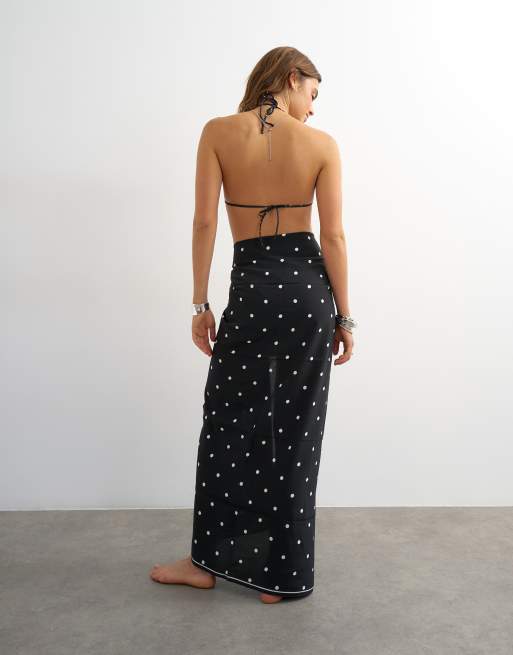Topshop - Vierkante sarong in zwart-witte print, 2 van 4