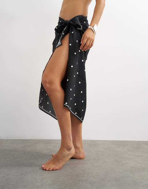 Topshop - Vierkante sarong in zwart-witte print, 3 van 4