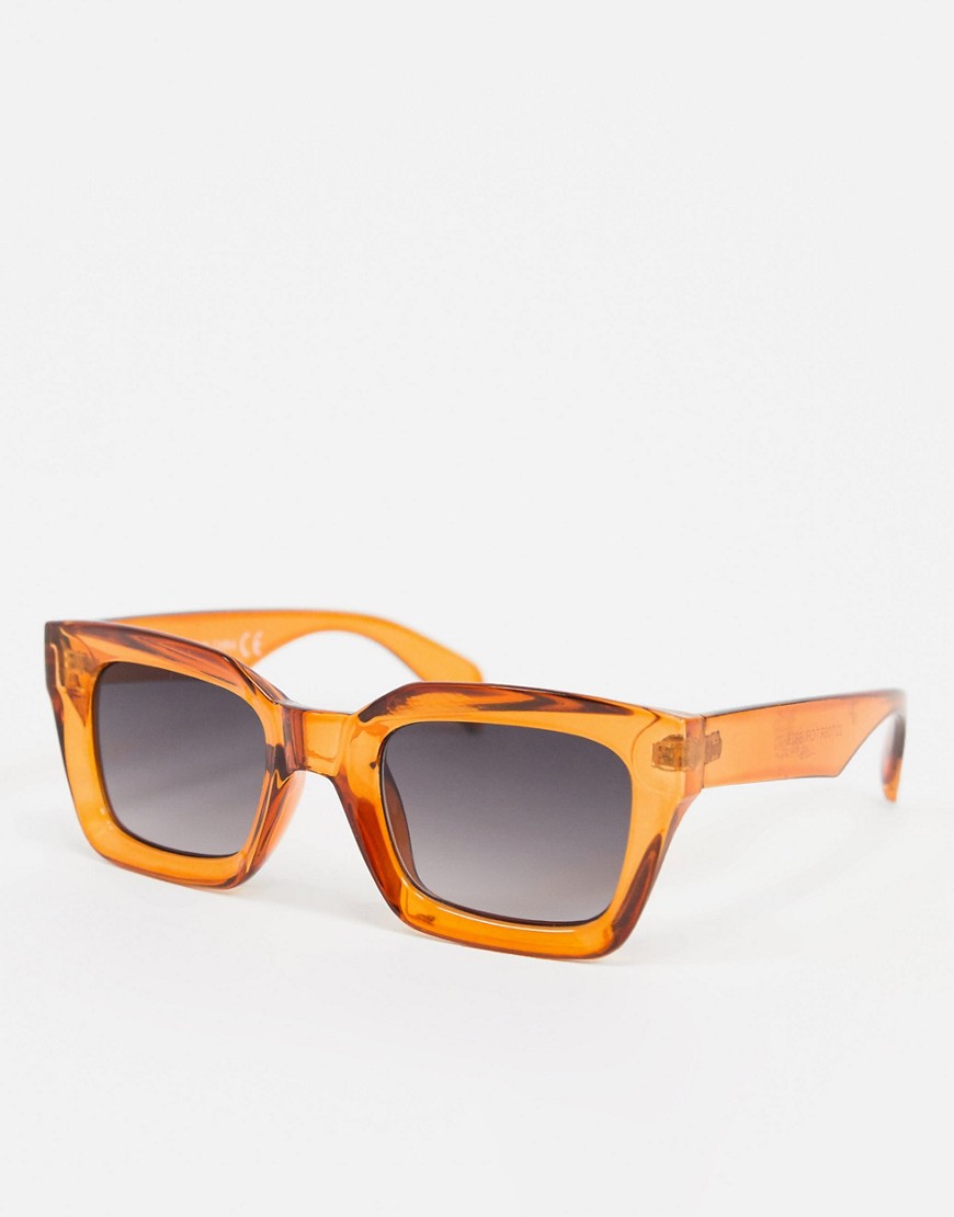 Topshop - Vierkante zonnebril in bruin-Oranje