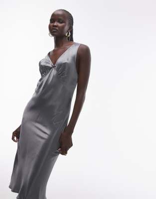 Topshop Vintage Awkward Length Slip In Gray