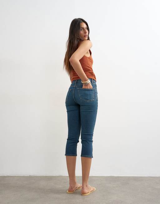 Topshop - vintage-blå højtaljede capris-jeans, 3 af 7