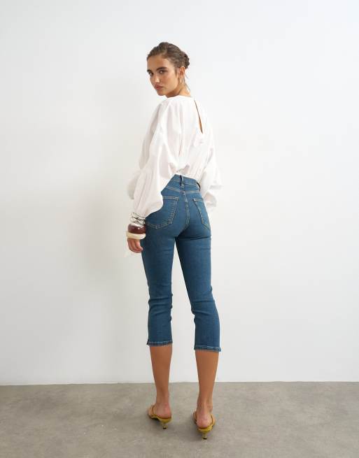 Topshop - vintage-blå højtaljede capris-jeans, 5 af 7