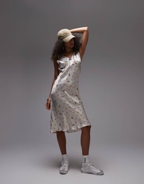 Topshop vintage floral awkward length slip in multi - view 1