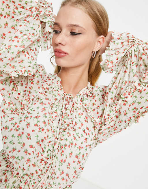 Topshop floral ruffle blouse store