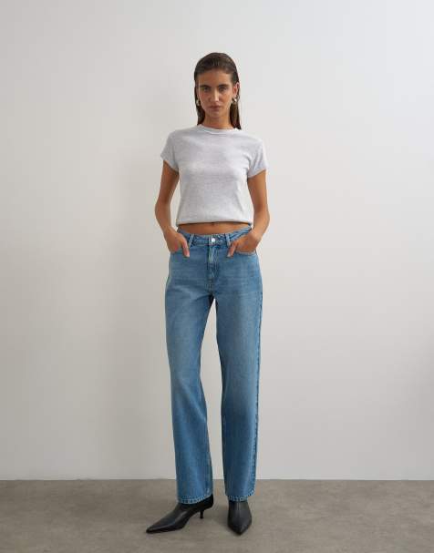 Topshop Vintage jeans dritti a vita medio alta in lavaggio slavato - view 1