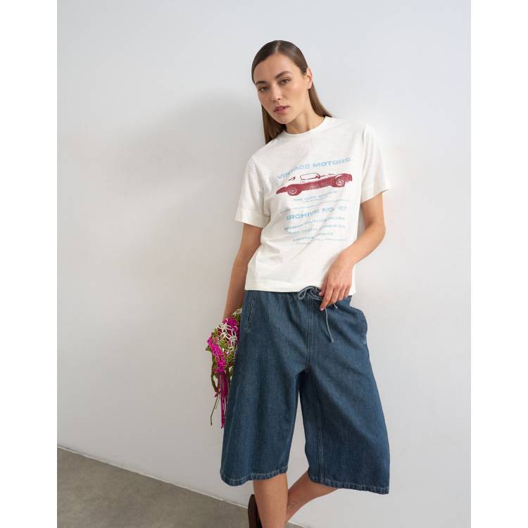 Topshop 'Vintage Motor' graphic tee in white | ASOS