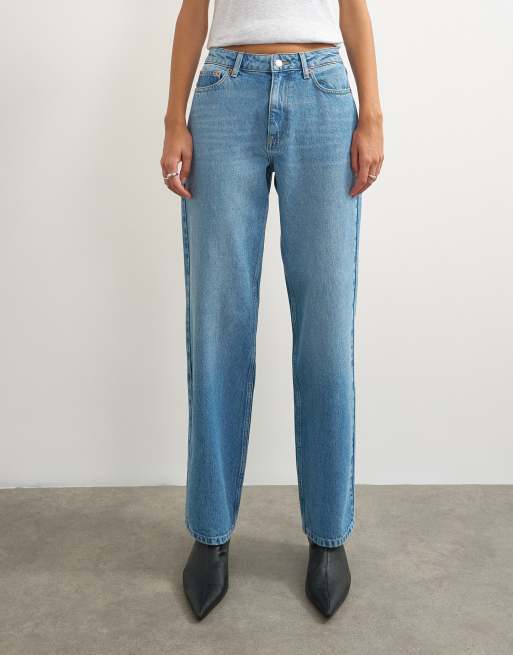 Topshop Vintage Straight-Jeans mit mittlerer Leibhöhe in Bleach-Waschung, 2 von 5