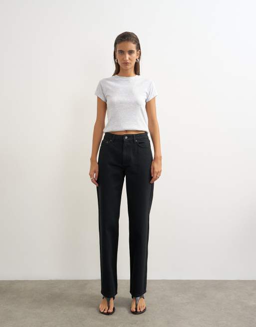 Topshop Vintage Straight-Jeans mit mittlerer Leibhöhe in Schwarz