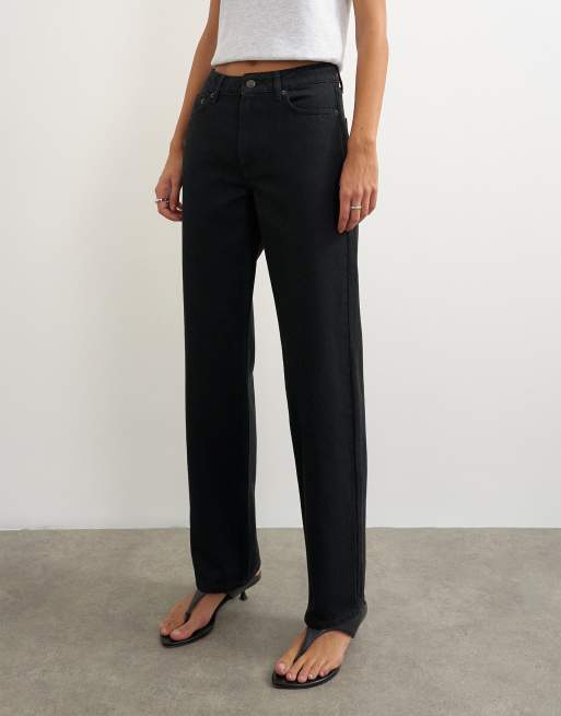 Topshop Vintage Straight-Jeans mit mittlerer Leibhöhe in Schwarz, 4 von 5