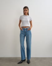 Topshop Vintage straight mid rise jean in bleach