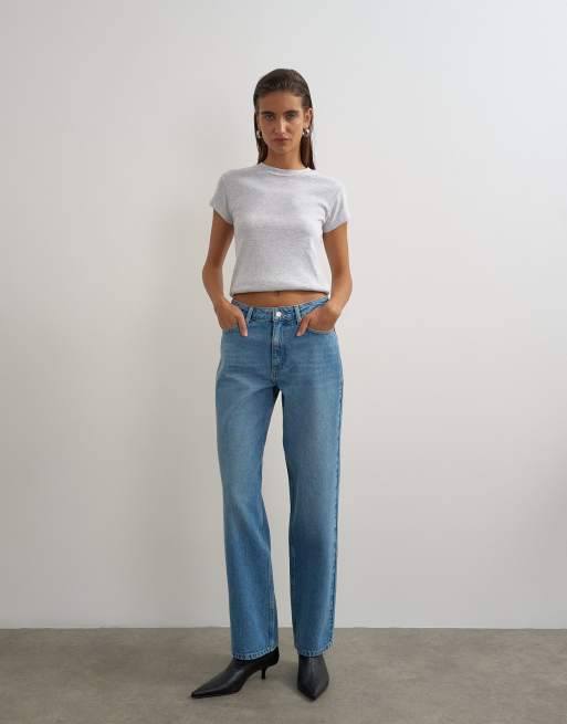 Topshop Vintage straight mid rise jean in bleach, 1 of 5