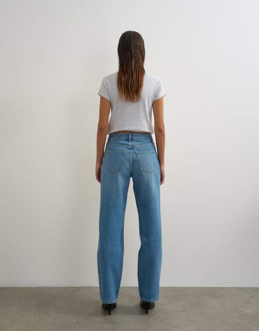 Topshop Vintage straight mid rise jean in bleach, 5 of 5