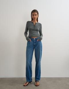Vintage straight mid rise jean in mid blue