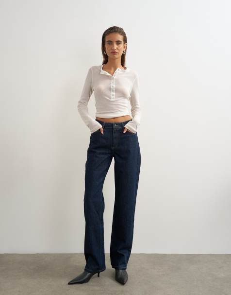 Topshop Vintage straight mid rise jean in rinse indigo - view 1