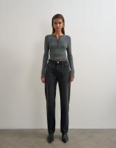 Topshop Vintage straight mid rise jean in washed black