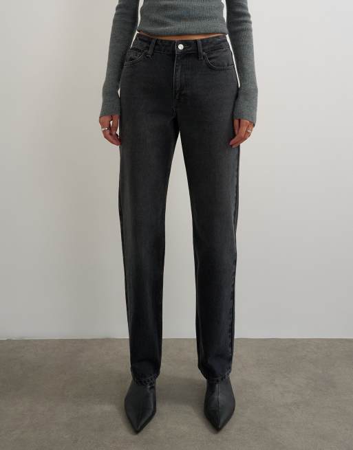 Topshop Vintage straight mid rise jean in washed black, 2 of 5