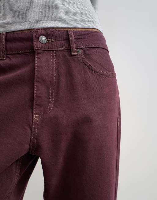 Topshop Vintage Straight-Mid-Rise-Jeans in Aubergine, 4 von 5