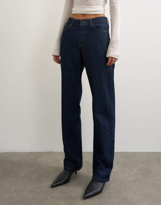 Topshop Vintage Straight mid rise jeans in rinse indigo, 4 of 5
