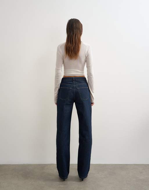 Topshop Vintage Straight mid rise jeans in rinse indigo, 5 of 5