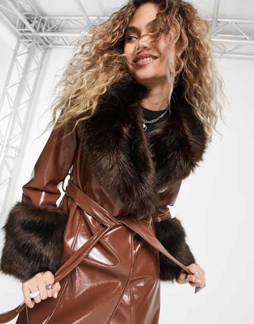 Topshop faux fur coat in chocolate curated on LTK