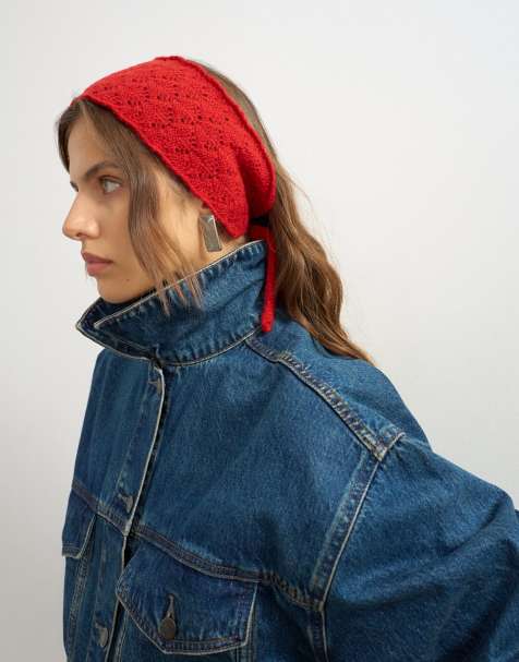 Topshop virkad öronvärmare i rött - view 1