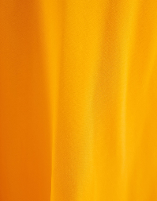 Topshop viskos satin låg djup halsringning maxi slipklänning i orange, 8 av 8