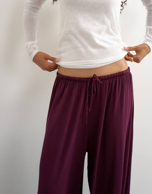 Topshop viskose jersey ballonbukser i plum, 4 af 5