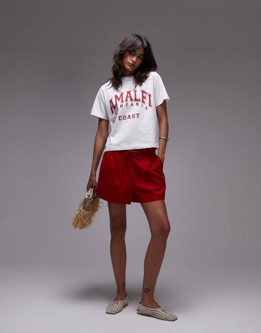 Topshop – Vit t-shirt i krympt design med Amalfi-tryck, 4 av 4