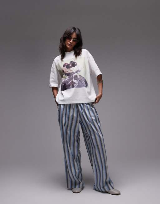 Topshop – Vit t-shirt i oversize med glasstryck, 3 av 4