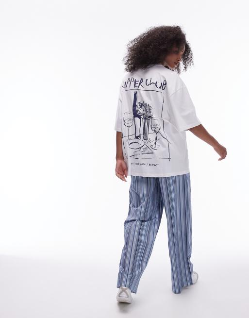 Topshop – Vit t-shirt i oversize med Supper Club-tryck, 4 av 4