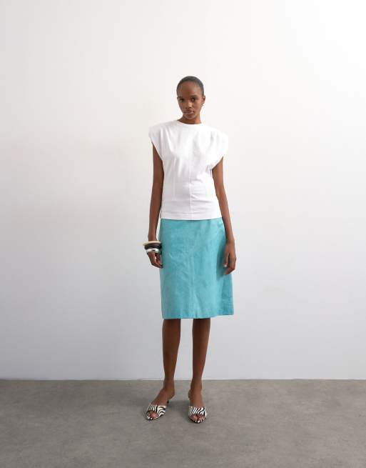 Topshop – Vit t-shirt med axelvaddar, 2 av 4