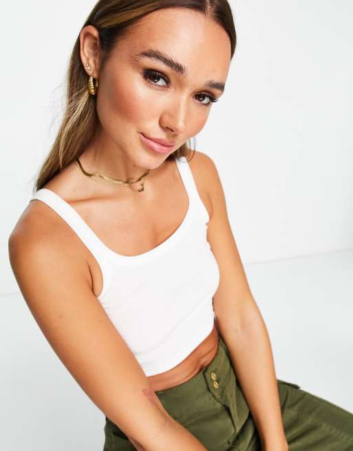 Topshop – Vitt, enkelt, ribbat linne, 3 av 4