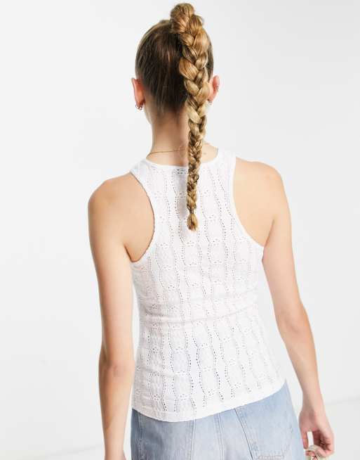 Topshop – Vitt linne med broderier och brottarringning, 2 av 4