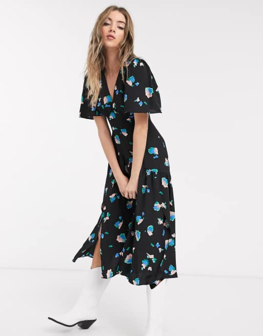 Angel sleeve hot sale midi dress