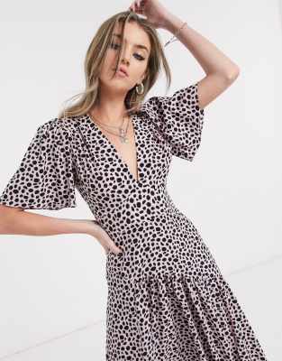 topshop leopard midi dress