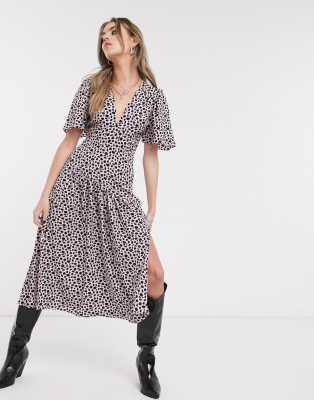 topshop spotted midi dress