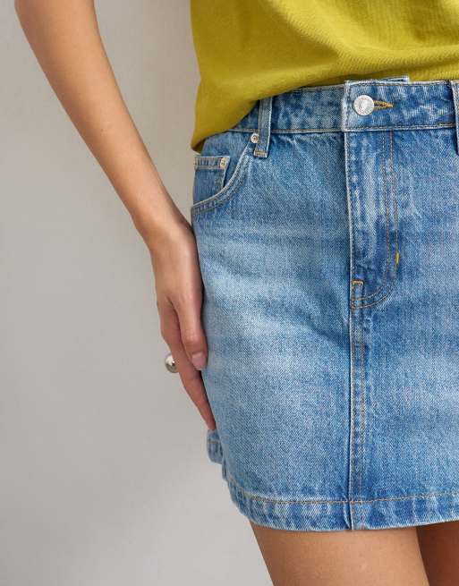 Topshop – Volant-Jeansrock in gebleichter Waschung, 3 von 5