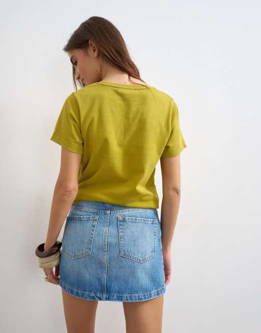 Topshop – Volant-Jeansrock in gebleichter Waschung, 4 von 5