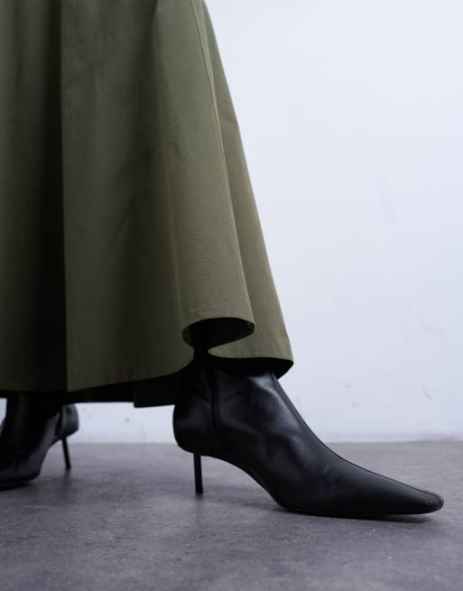 Topshop - Volle maxi cirkelrok met verlaagde taille in kaki, 4 van 5