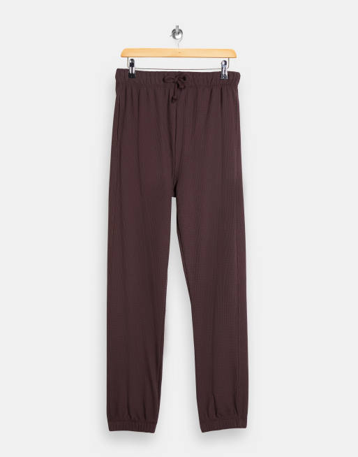 Topshop waffle joggers in plum, 3 of 3