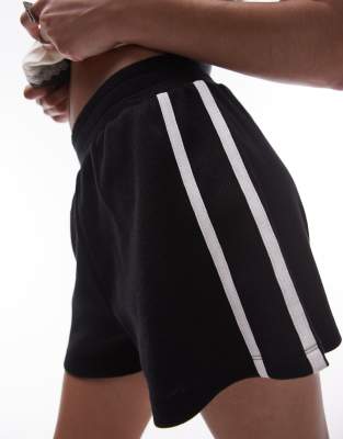 Topshop waffle short in black