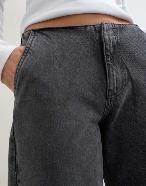 Topshop waistbandless relaxed straight jean in washed black, 2 of 5