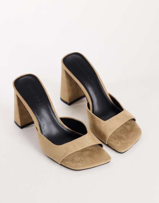 Topshop Walter högklackad mule i taupefärgad mockaimitation, 2 av 4