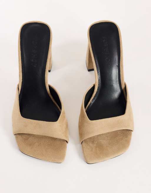 Topshop Walter högklackad mule i taupefärgad mockaimitation, 3 av 4