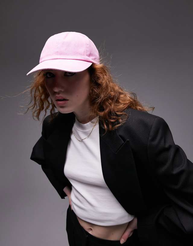 Topshop washed cap in pink