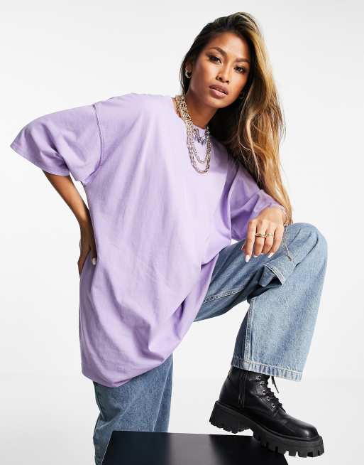 Topshop washed oversized boyfriend t-shirt in purple