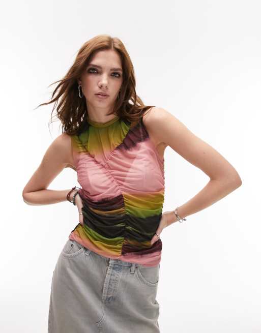 Topshop watercolour tank in multi