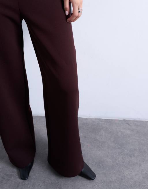 Topshop – Wciągane dopasowane spodnie w bordowym kolorze, 3 z 5