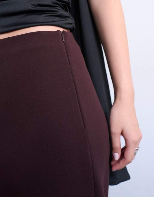 Topshop – Wciągane dopasowane spodnie w bordowym kolorze, 4 z 5