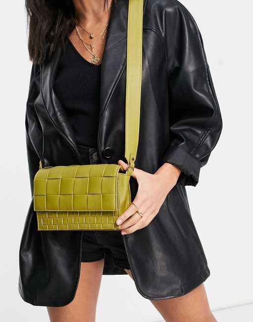 Topshop weave crossbody bag in Olive ASOS